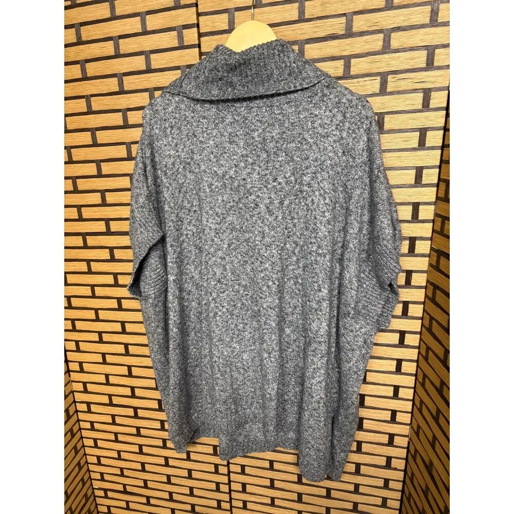 Old Navy Black/Gray Marled Knit Cowl Neck Poncho Style Sweater Size‎ Xl/2X
